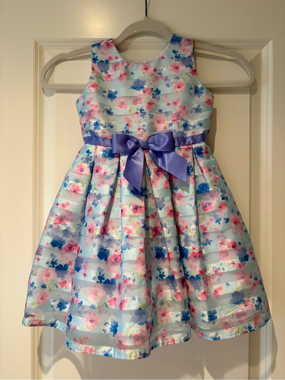 Jona Michelle Girls Floral Party Dress Size 3 Blue Pink Organza